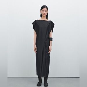 Massimo Dutti Black Boatneck Maxi Dress